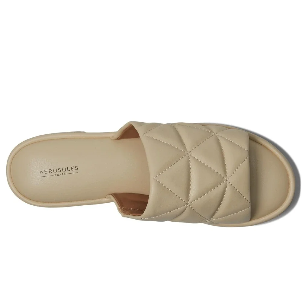 AEROSOLES Slide Sandels Woman's 12M Ivory JASPER elegant beachy Coastal New